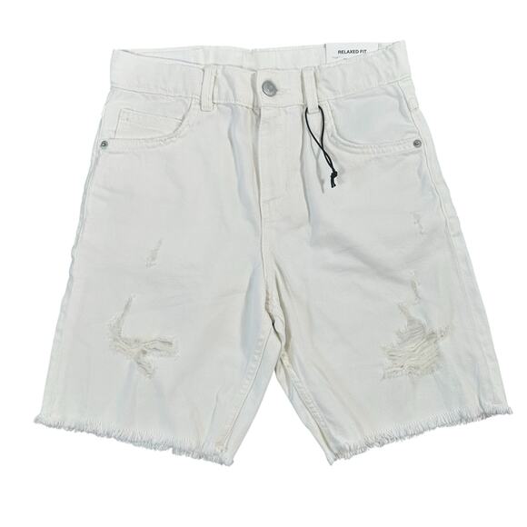 Zara Kids Relaxed Fit white Distressed Denim Shorts Boys Size 11-12 Years - Picture 1 of 6